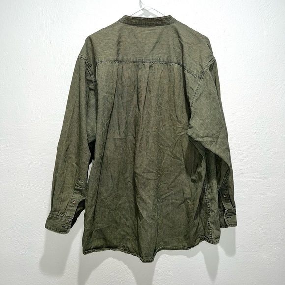 BHS Military Green Button Down Long Sleeve Shirt - Picture 3 of 7
